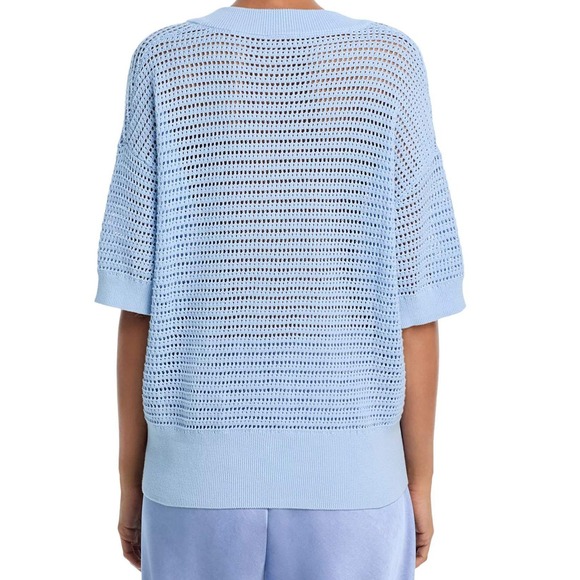 NEW Varley Callie Cotton Knit Top Light Blue Women's Large NWT Minimalist Chic - Picture 3 of 4